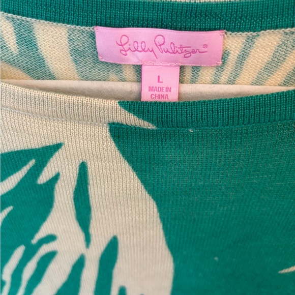 Lilly Pulitzer | Sz L Merino Wool Knit Dress Teal and Ivory - Picture 5 of 5